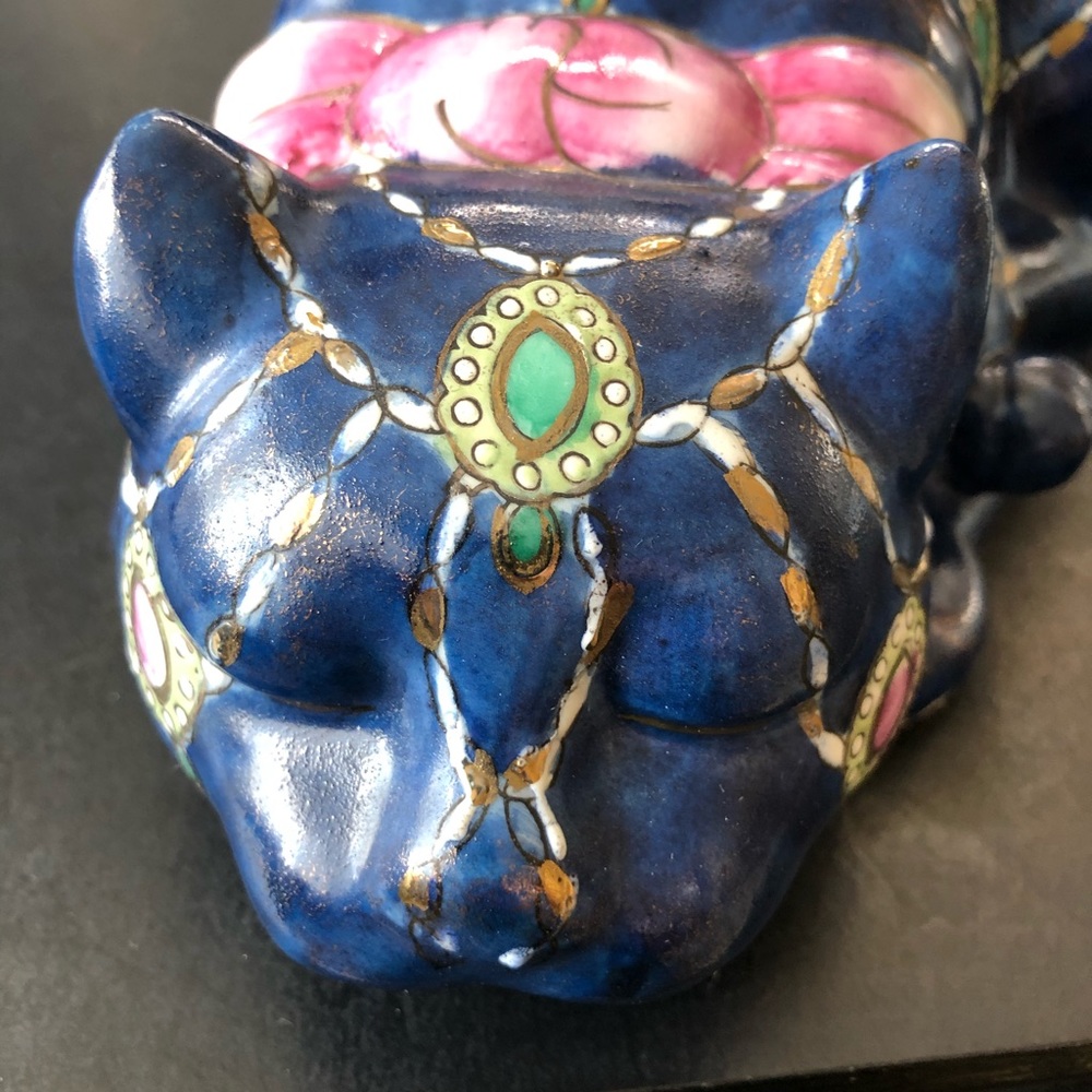 Vintage Chinese Sleeping Cat ceramic figurines